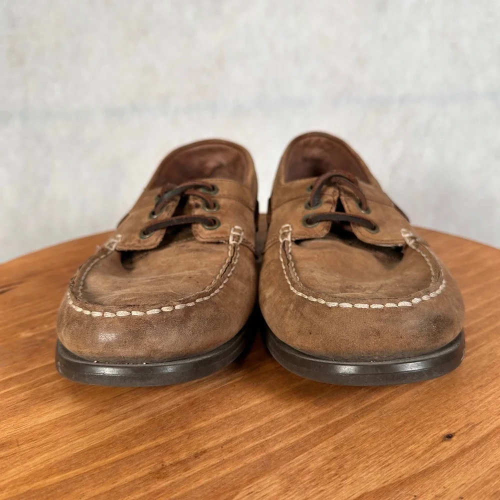 Skechers Boat Shoes Mens Size 8 Brown Good Relaxed Fit Leather Loafers 64765